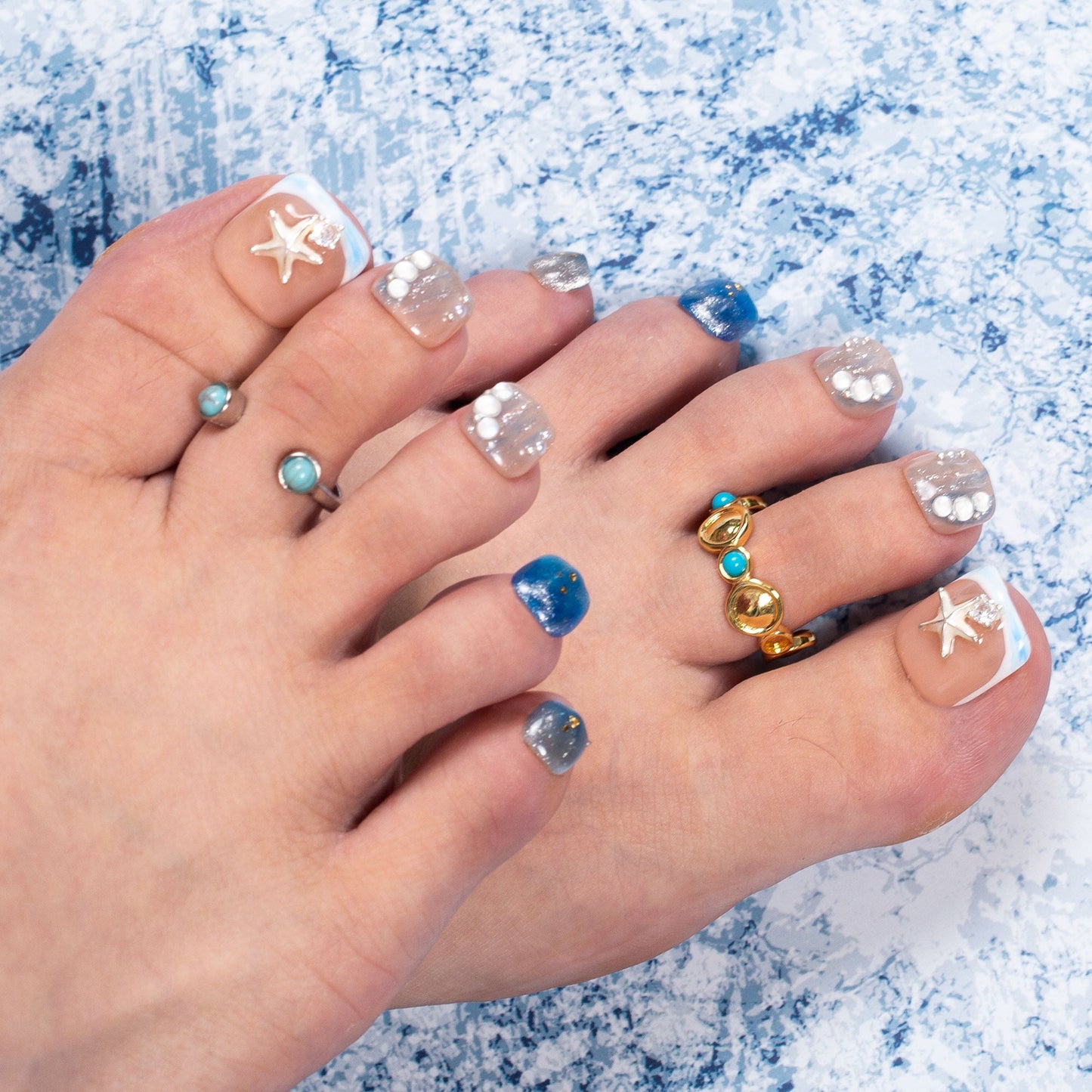 Ocean Lullaby T497 Toe Nails - 20Pcs Free Size