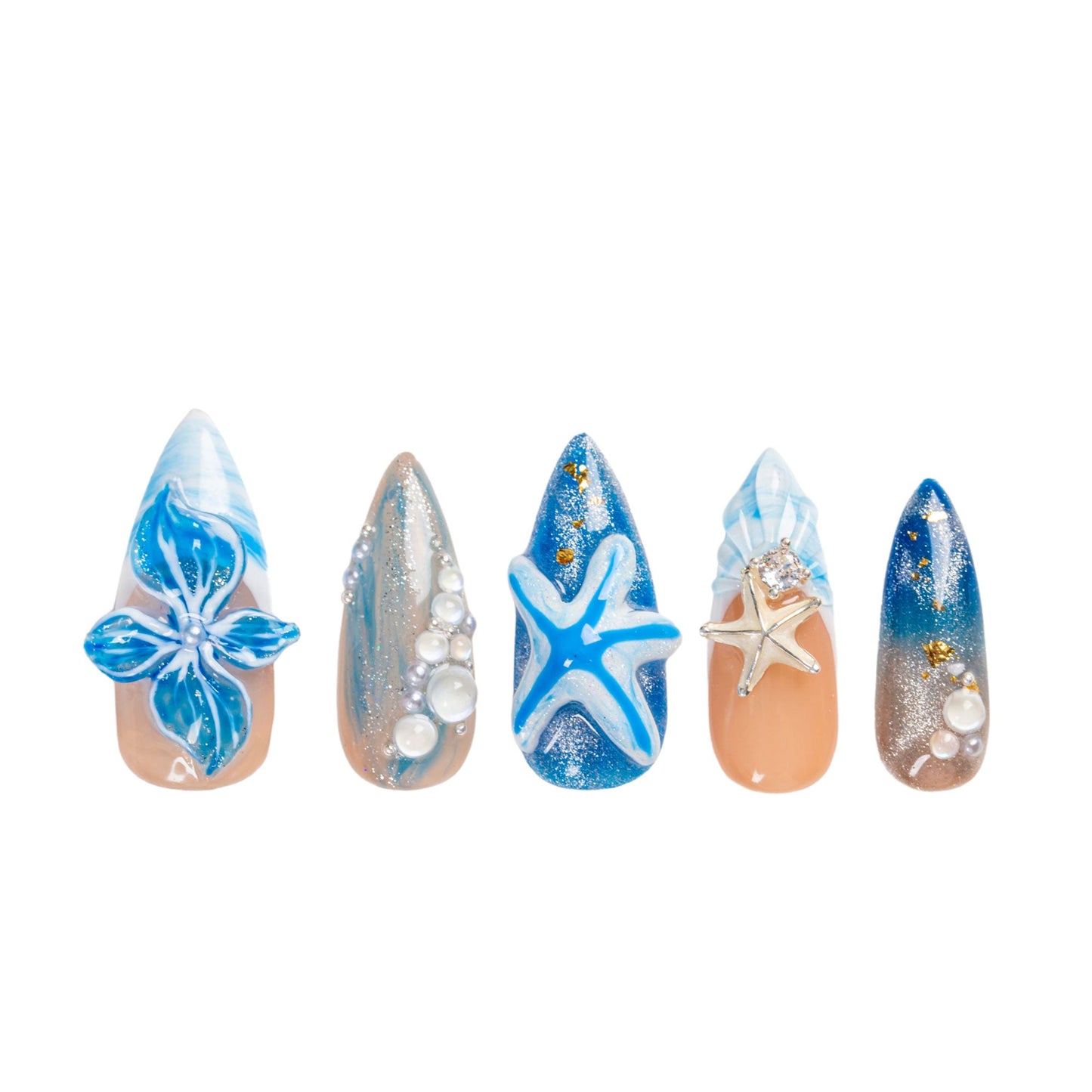 Ocean Lullaby Handmade Nails H497