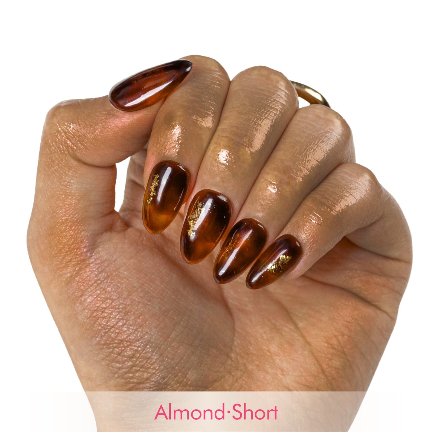 Dark Cognac Gleam Handmade Nails H507