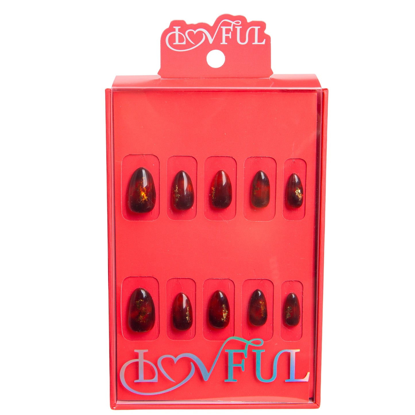 Dark Cognac Gleam Handmade Nails H507