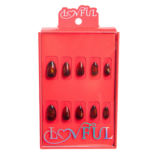 Dark Cognac Gleam Handmade Nails H507