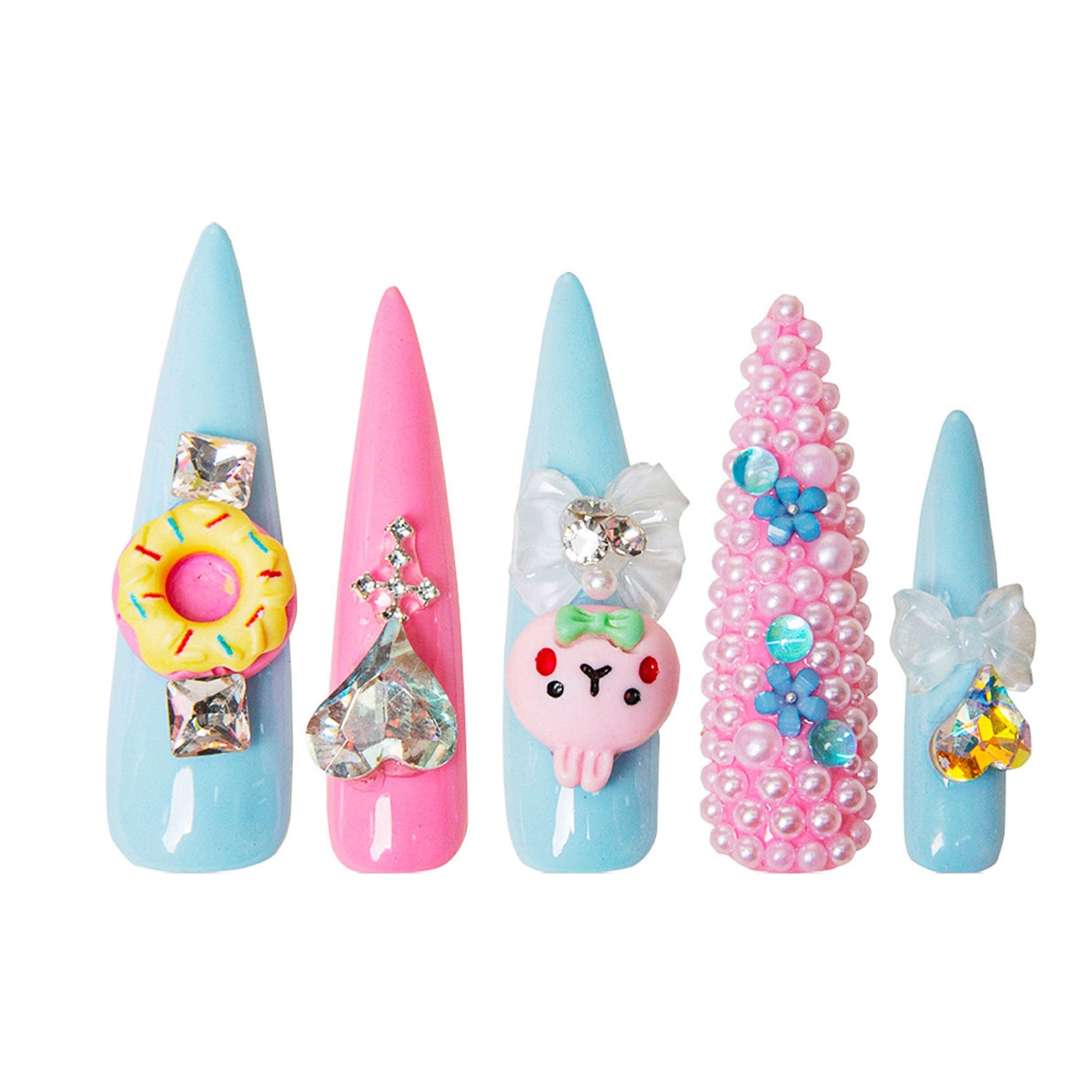 Pastel Dream Press-On Nails with cute embellishments