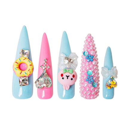 Pastel Dream Press-On Nails with cute embellishments