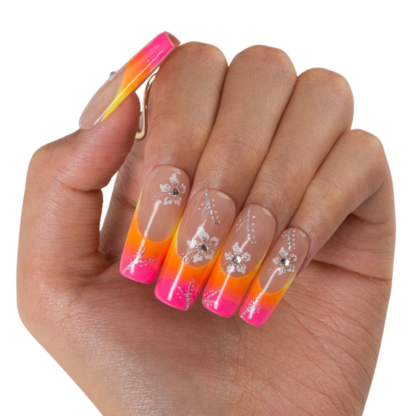 Sunset Bloom Handmade Nails H541