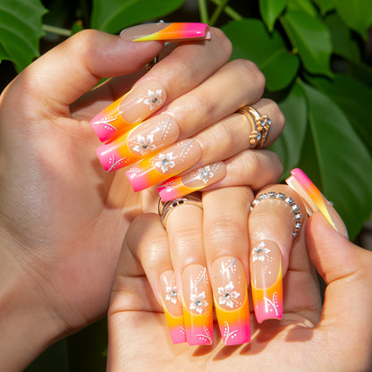 Sunset Bloom Handmade Nails H541