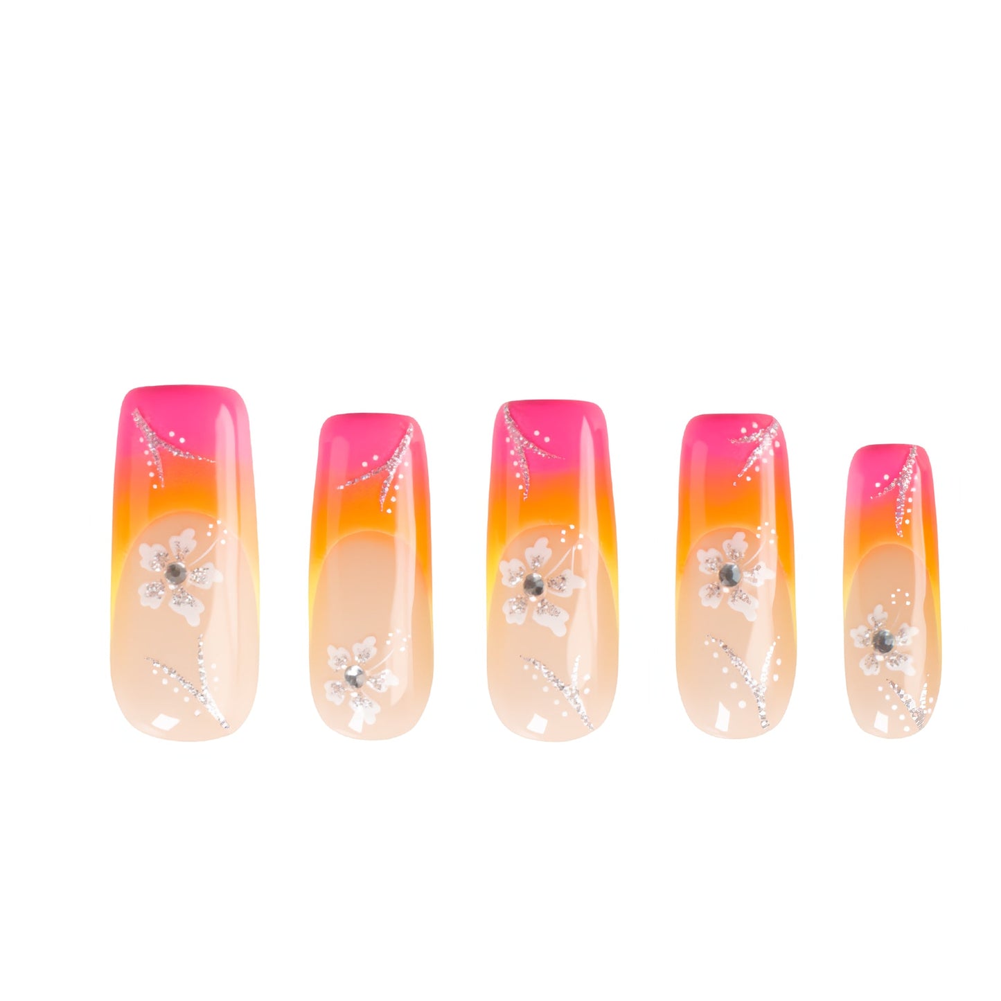 Sunset Bloom Handmade Nails H541