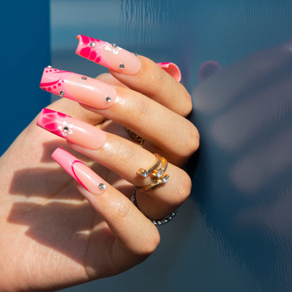 Blossom Sparkle Handmade Nails H542