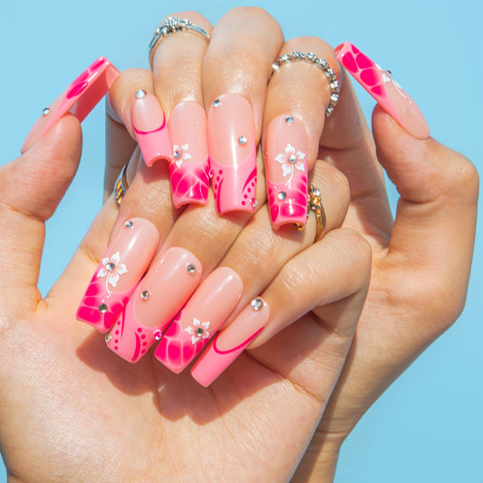 Blossom Sparkle Handmade Nails H542