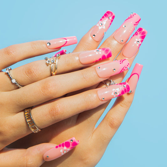 Blossom Sparkle Handmade Nails H542