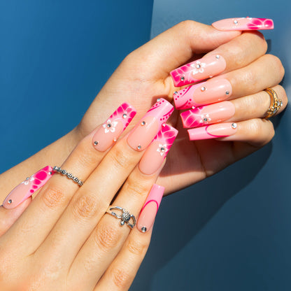 Blossom Sparkle Handmade Nails H542