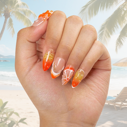 Holy Hibiscus Heat Handmade Nails H546