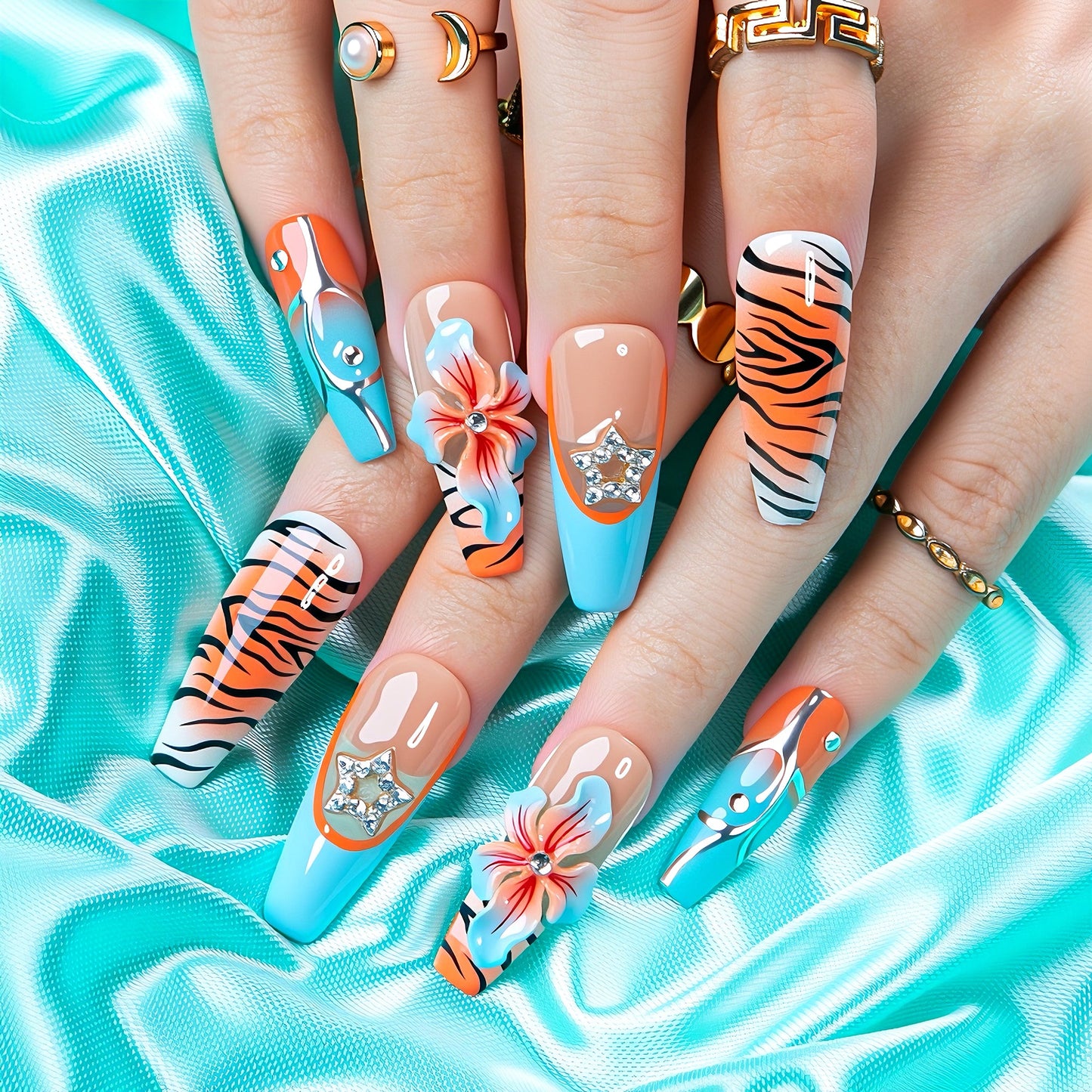 Sunburn Safari Handmade Nails H554