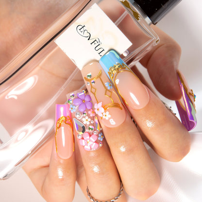 Gemini in Full Bloom Handmade Nails H587