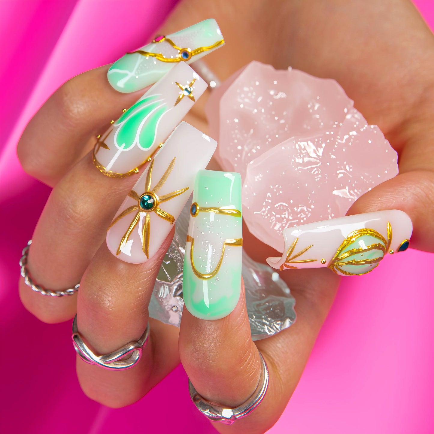 Celestial Libra Dream Handmade Nails H588