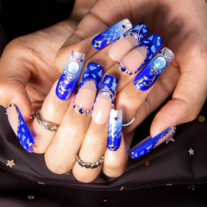 Aquarius Ice Queen Handmade Nails H589