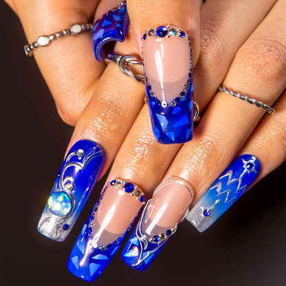 Aquarius Ice Queen Handmade Nails H589