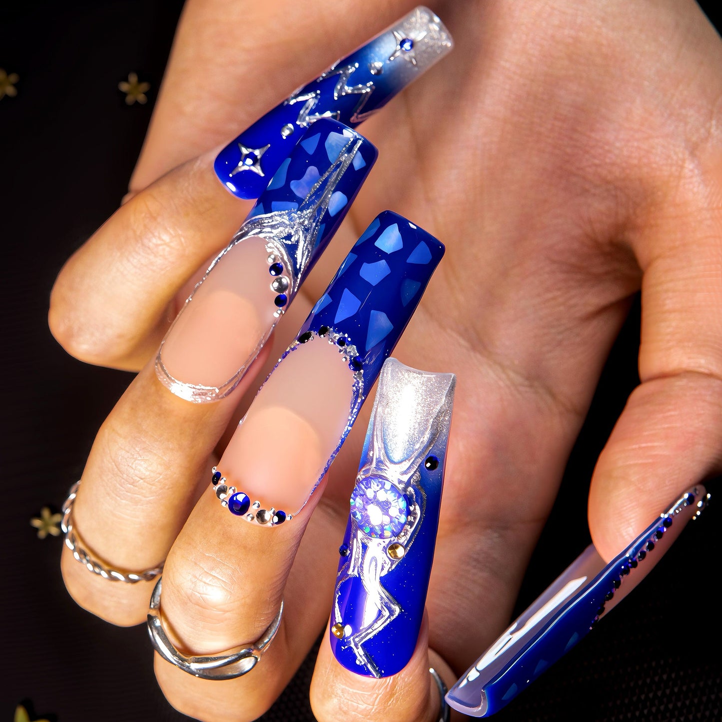 Aquarius Ice Queen Handmade Nails H589