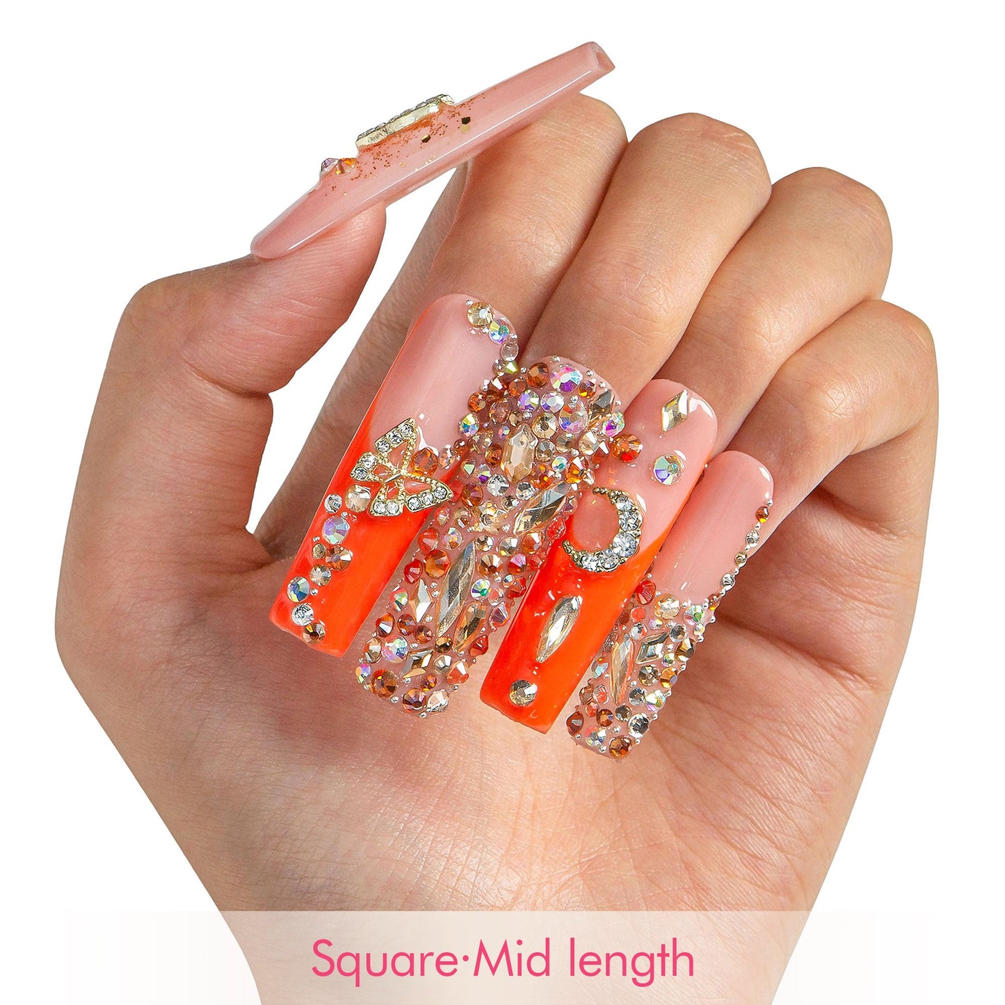 Neon Moon Cancer Handmade Nails H590