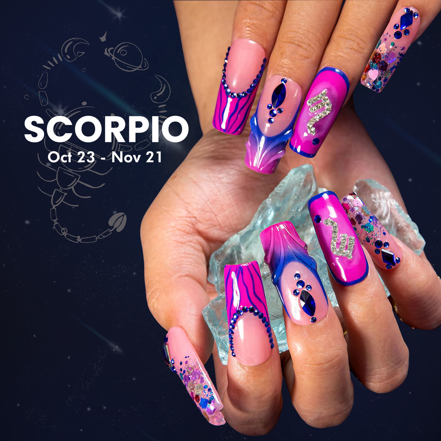 Scorpio Drama Club Handmade Nails H591