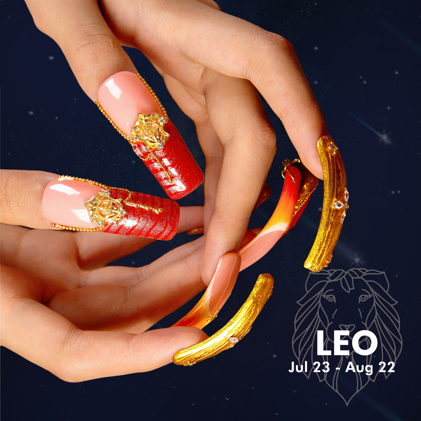 Leo’s Golden Hour Handmade Nails H593