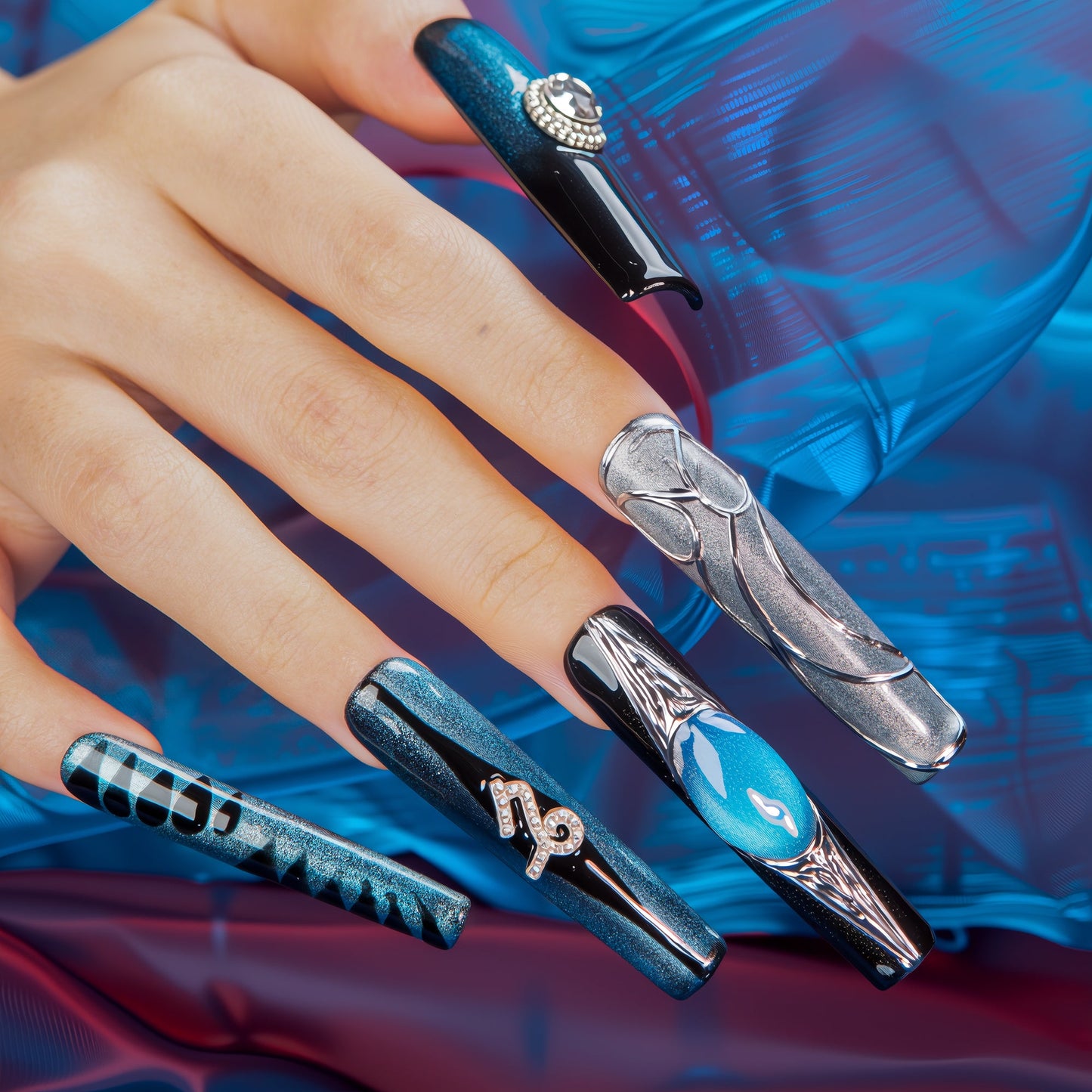 Capricorn Cosmic Energy Handmade Nails H597