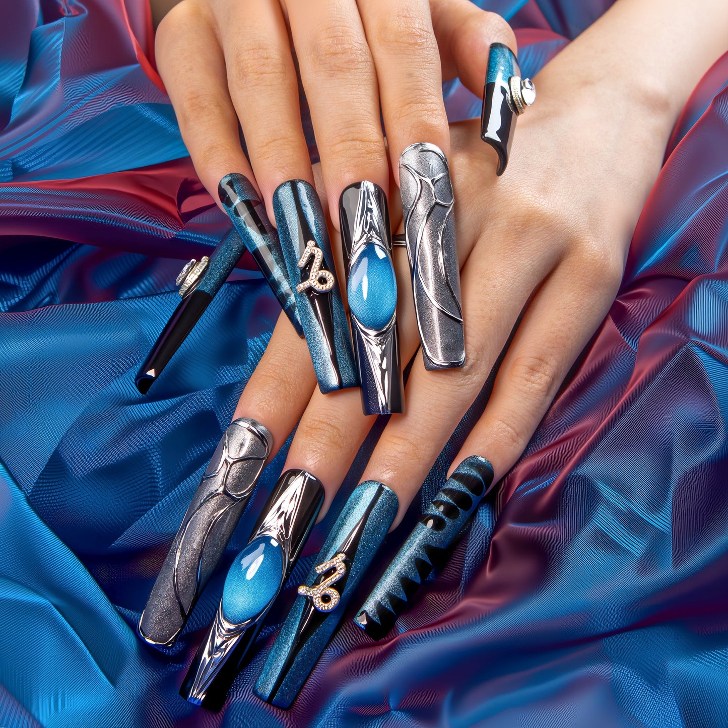 Capricorn Cosmic Energy Handmade Nails H597