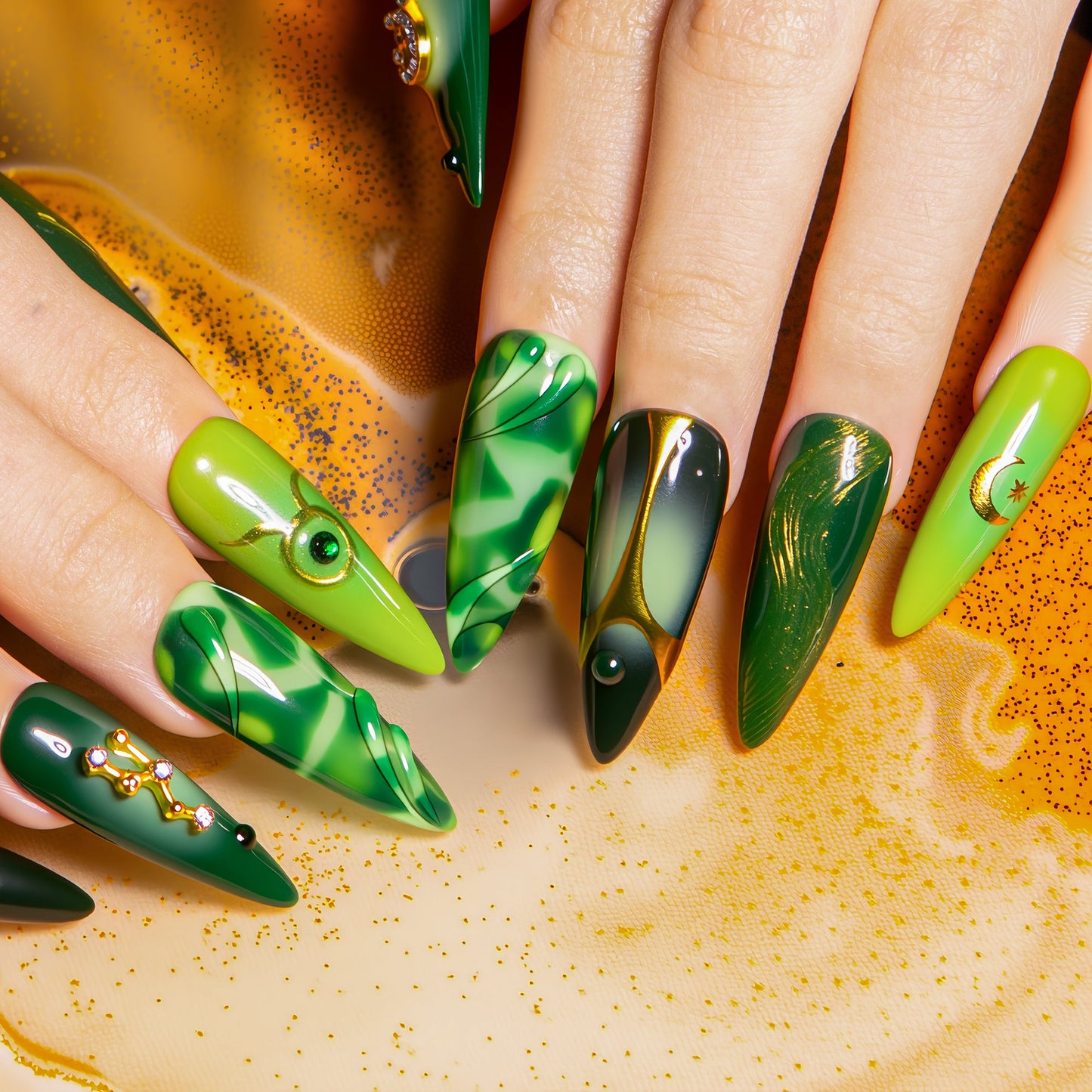 Taurus in Retrograde Handmade Nails H598