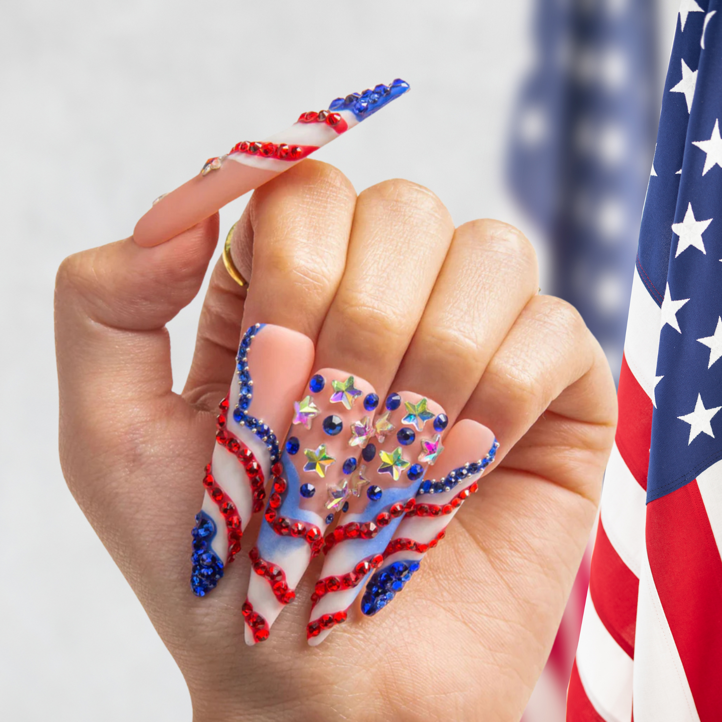 Drippin¡¯ in Freedom Handmade Nails H601