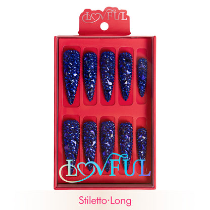 Deep Sea Classic Rhinestone Handmade Nails H75