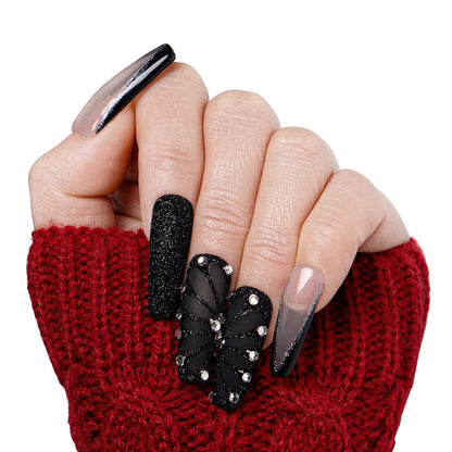 Dancing Spirit Black Handmade Nails H79