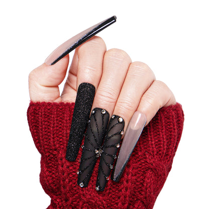 Dancing Spirit Black Handmade Nails H79