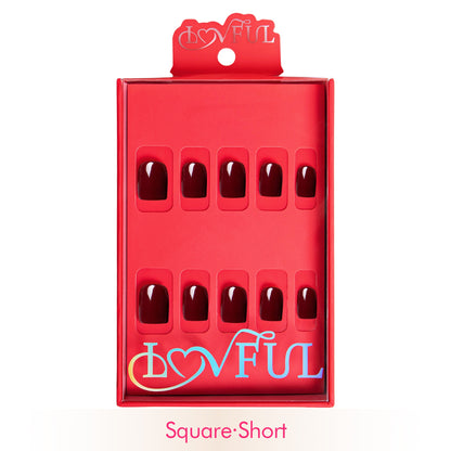 Burgundy Wine Pure Color Handmade Nails H8