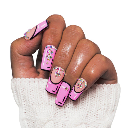 Pop Art French Tip Handmade Nails H81