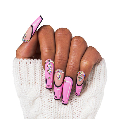 Pop Art French Tip Handmade Nails H81
