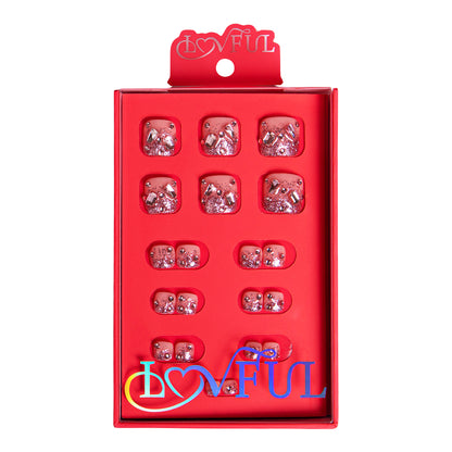 Pink Glitter T60 Toe Nails