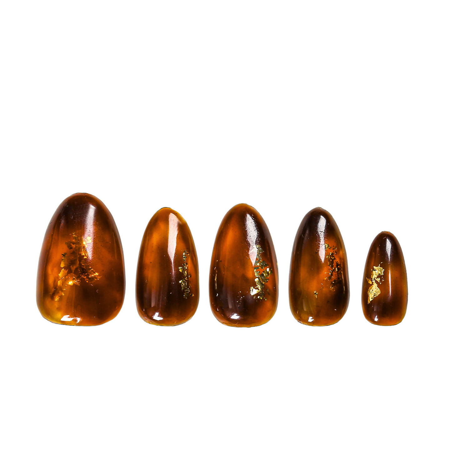 Dark Cognac Gleam Handmade Nails H507