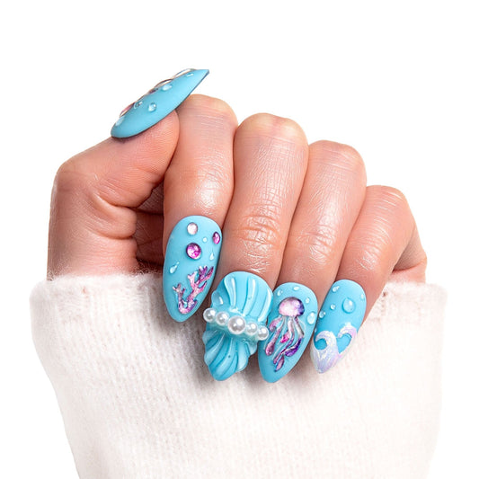 Coral Rhapsody Handmade Nails H323