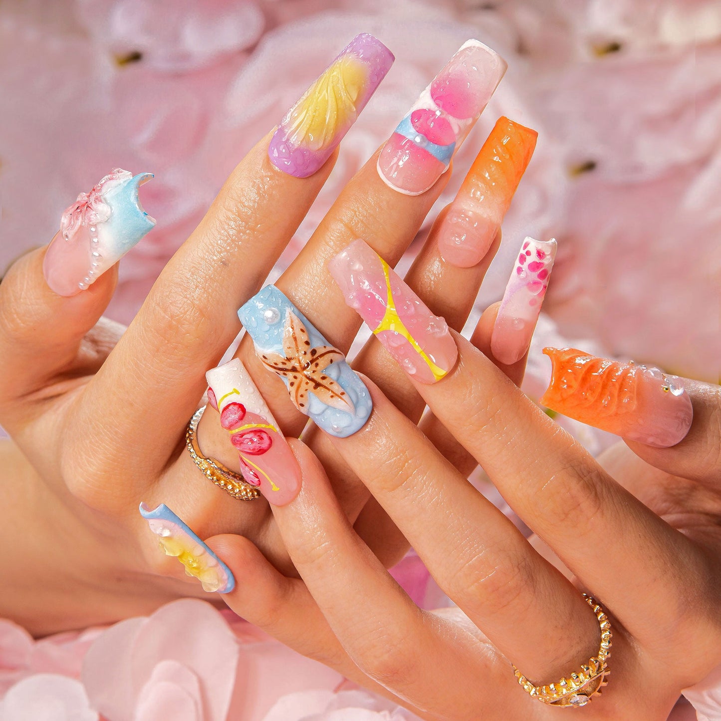 Pool Party Queen Handmade Nails H562