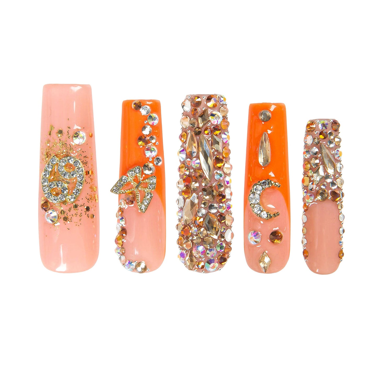 Neon Moon Cancer Handmade Nails H590