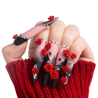 Scarlet Noir Handmade Nails H451