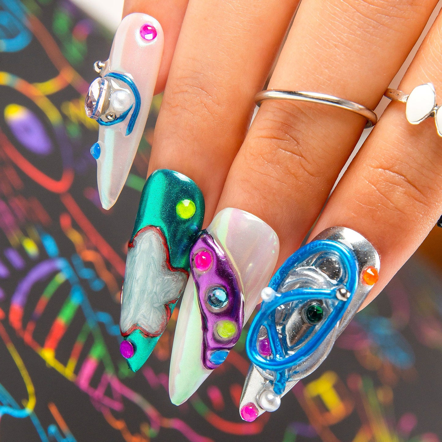 Nebula Noir Handmade Nails H465