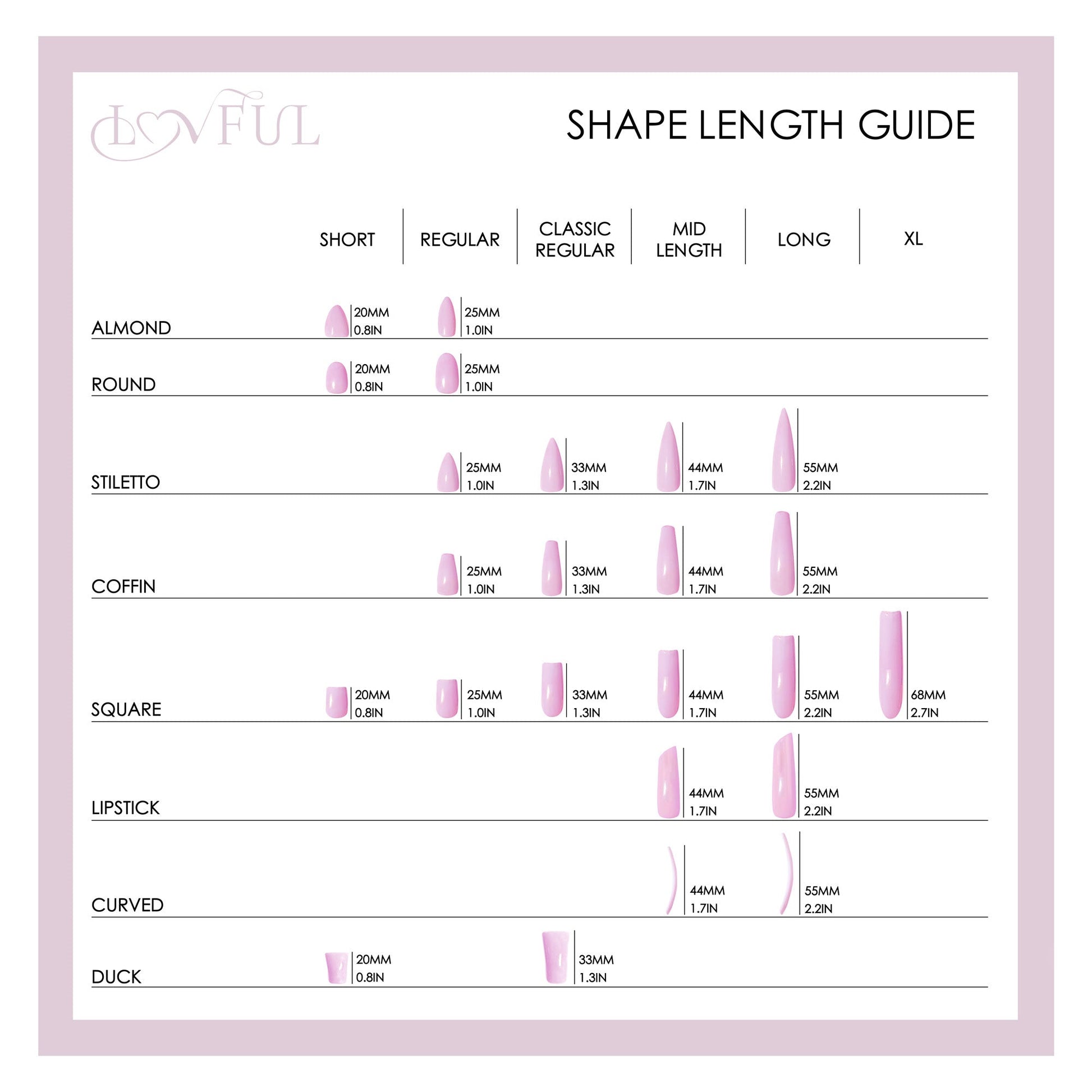 Press-on nail shapes and lengths guide