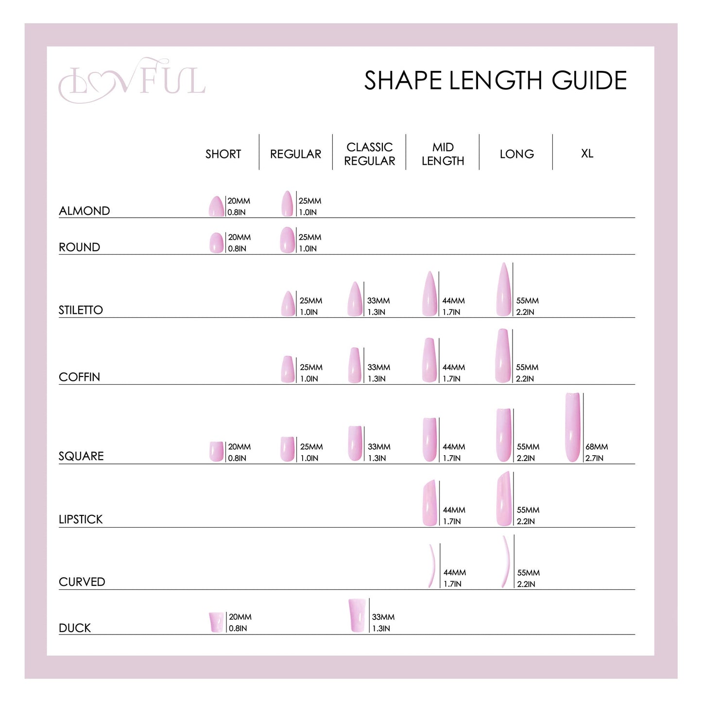Press-on nail shapes and lengths guide