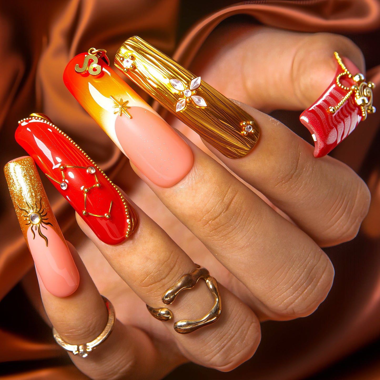 Leo’s Golden Hour Handmade Nails H593