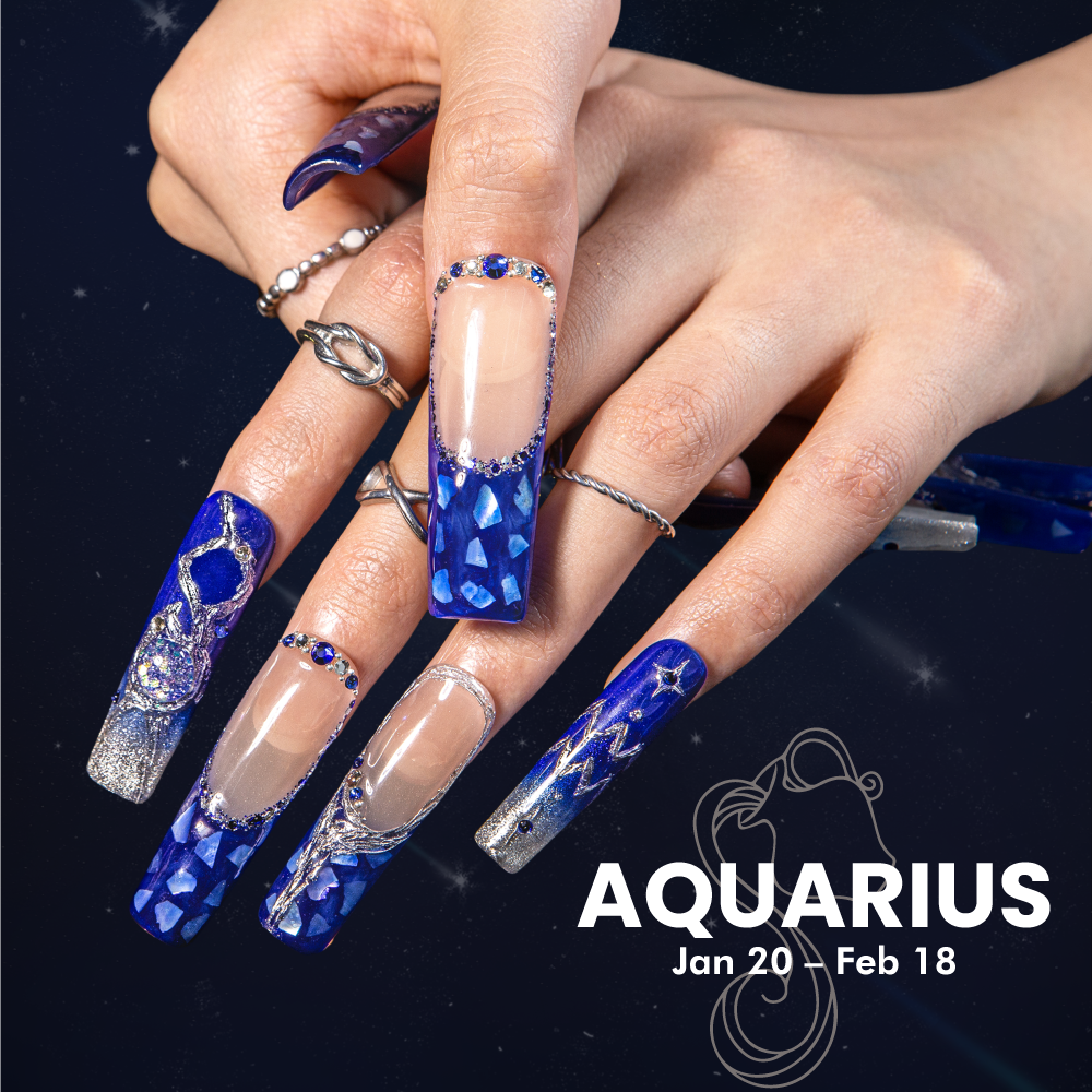 Aquarius Ice Queen Handmade Nails H589