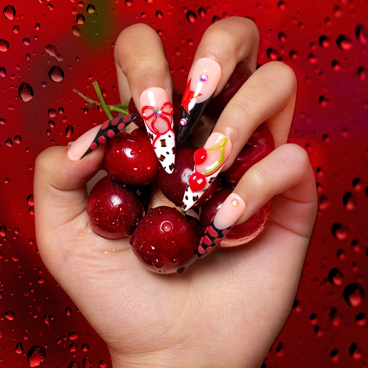 Cherry Bombshell Handmade Nails H467
